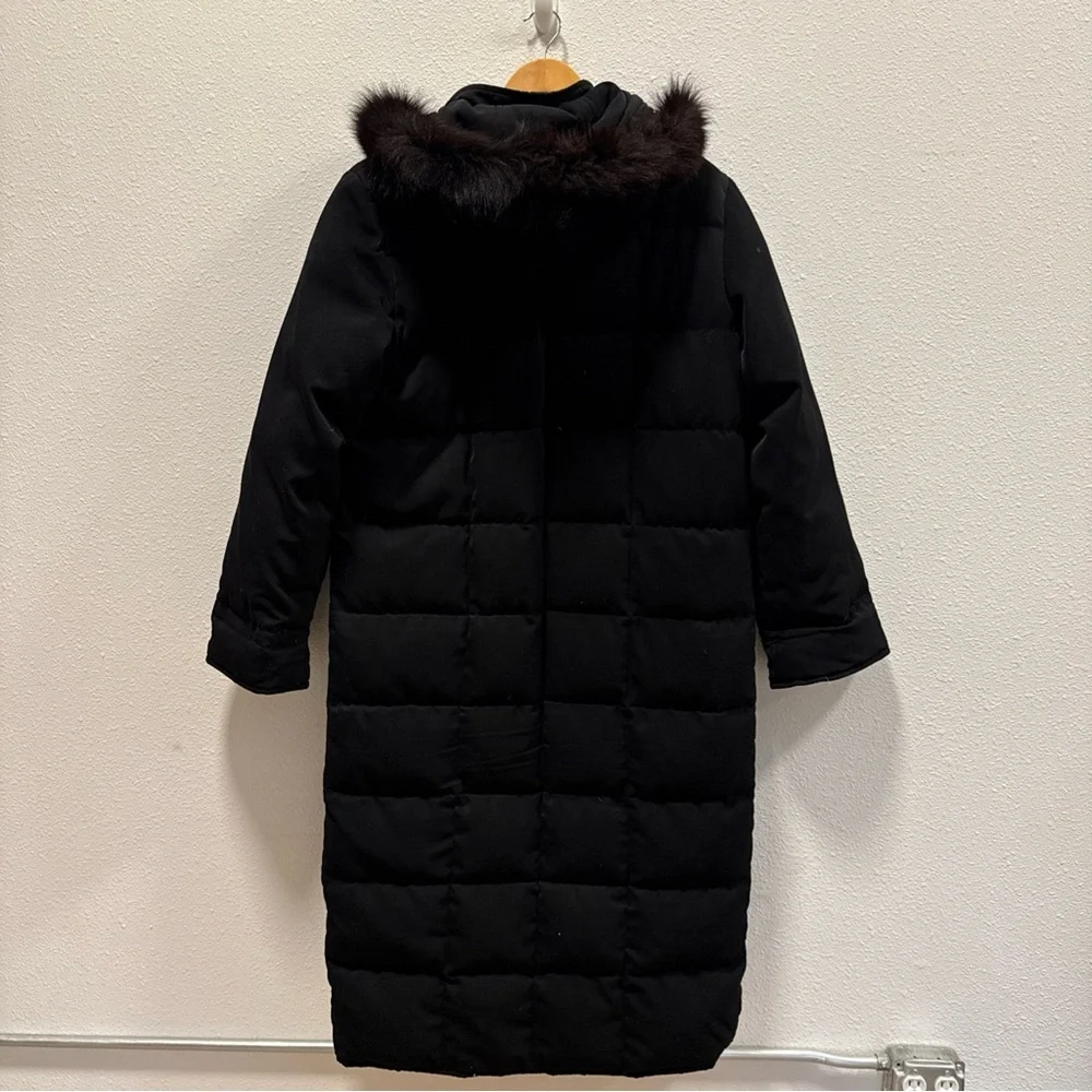 Anne Klein Black Puffer Coat Size Medium Fix‎ Fur Hood Vintage Down